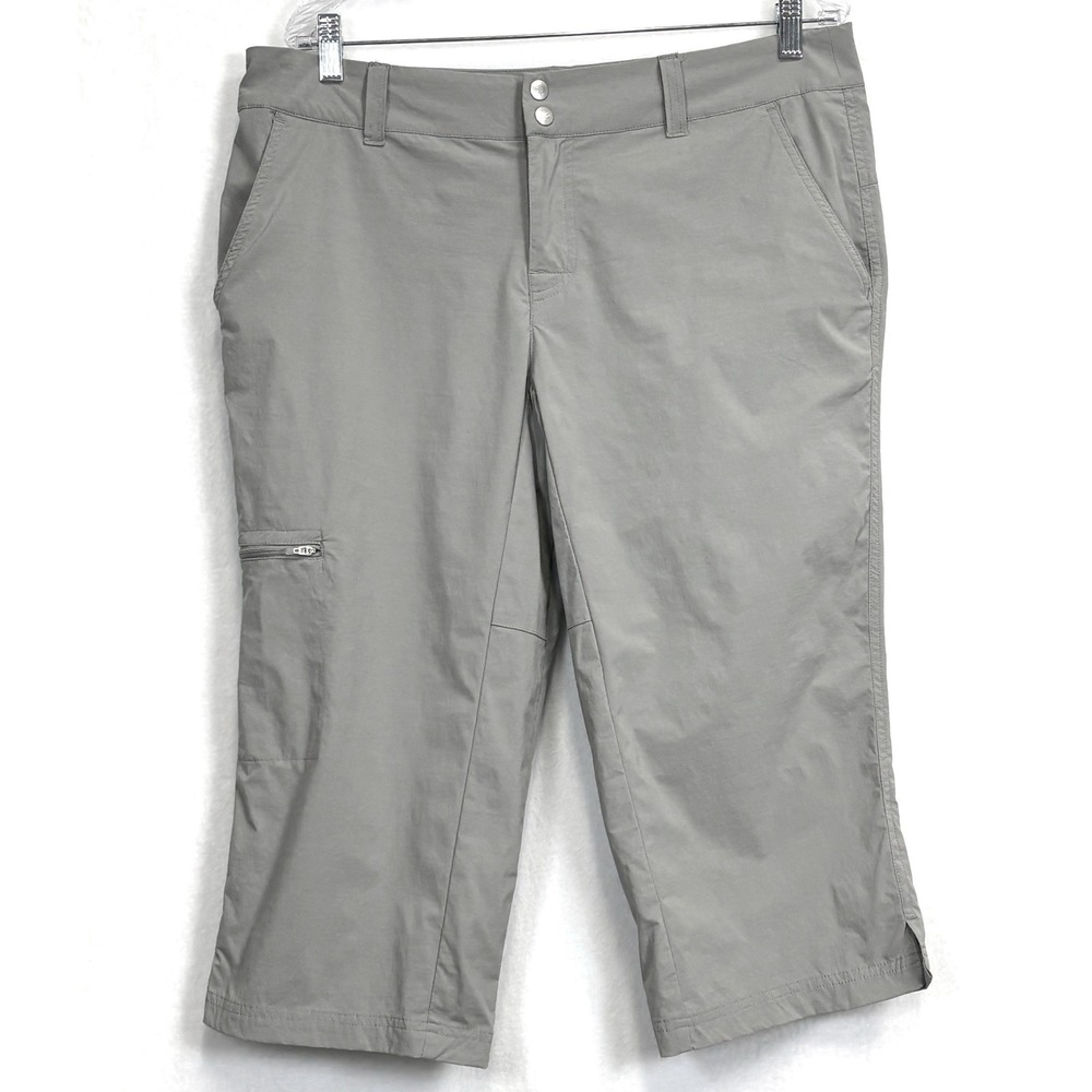 Coolibar Capri Pants 12 Gray Women Hiking Sun Protection UPF 50+ Cargo Stretch - Picture 3 of 11